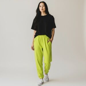 🌻NEW w/tags Pinko T60 Lime Green Anticlea Velvet Joggers Size XS